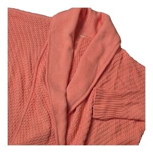 Lululemon Women's Large Knit Cardigan Coral Shawl Collar Hidden Snap Thumb Holes